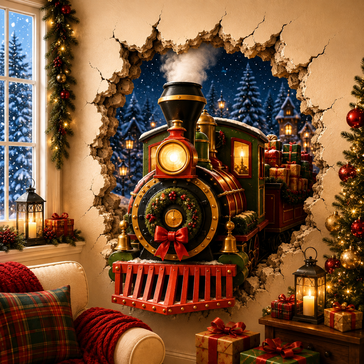 🏆Flash Sale 80% OFF⚡️10W+SOLD!🔥Christmas Break-In 3D Wall Decal🎅