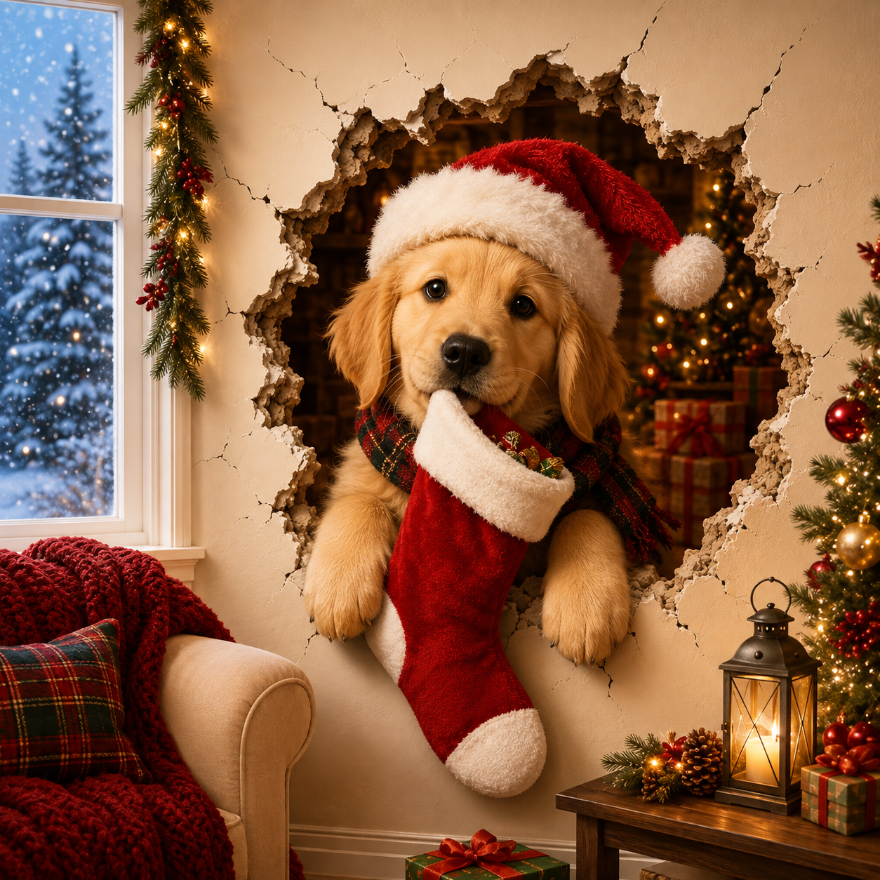 🏆Flash Sale 80% OFF⚡️10W+SOLD!🔥Christmas Break-In 3D Wall Decal🎅