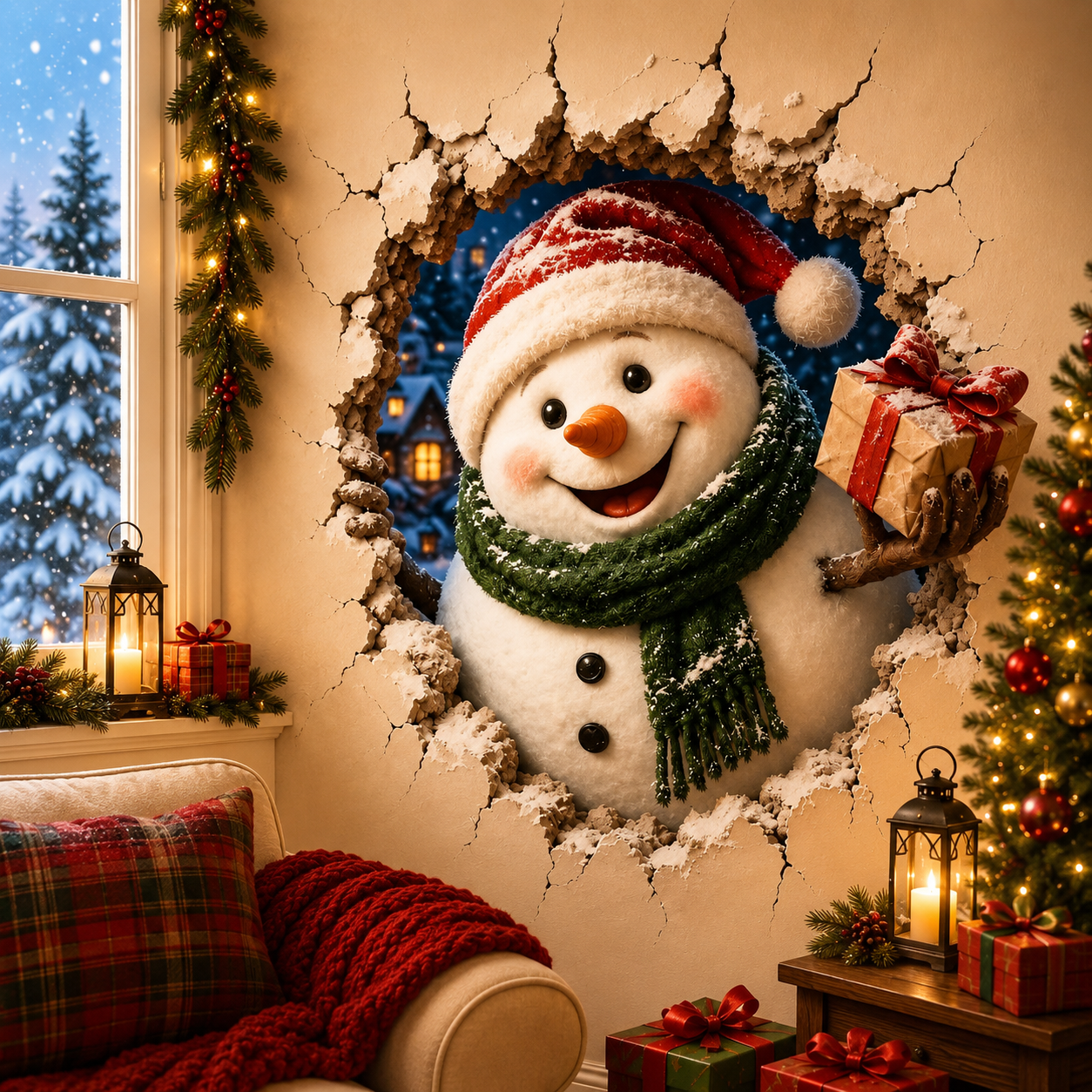 🏆Flash Sale 80% OFF⚡️10W+SOLD!🔥Christmas Break-In 3D Wall Decal🎅