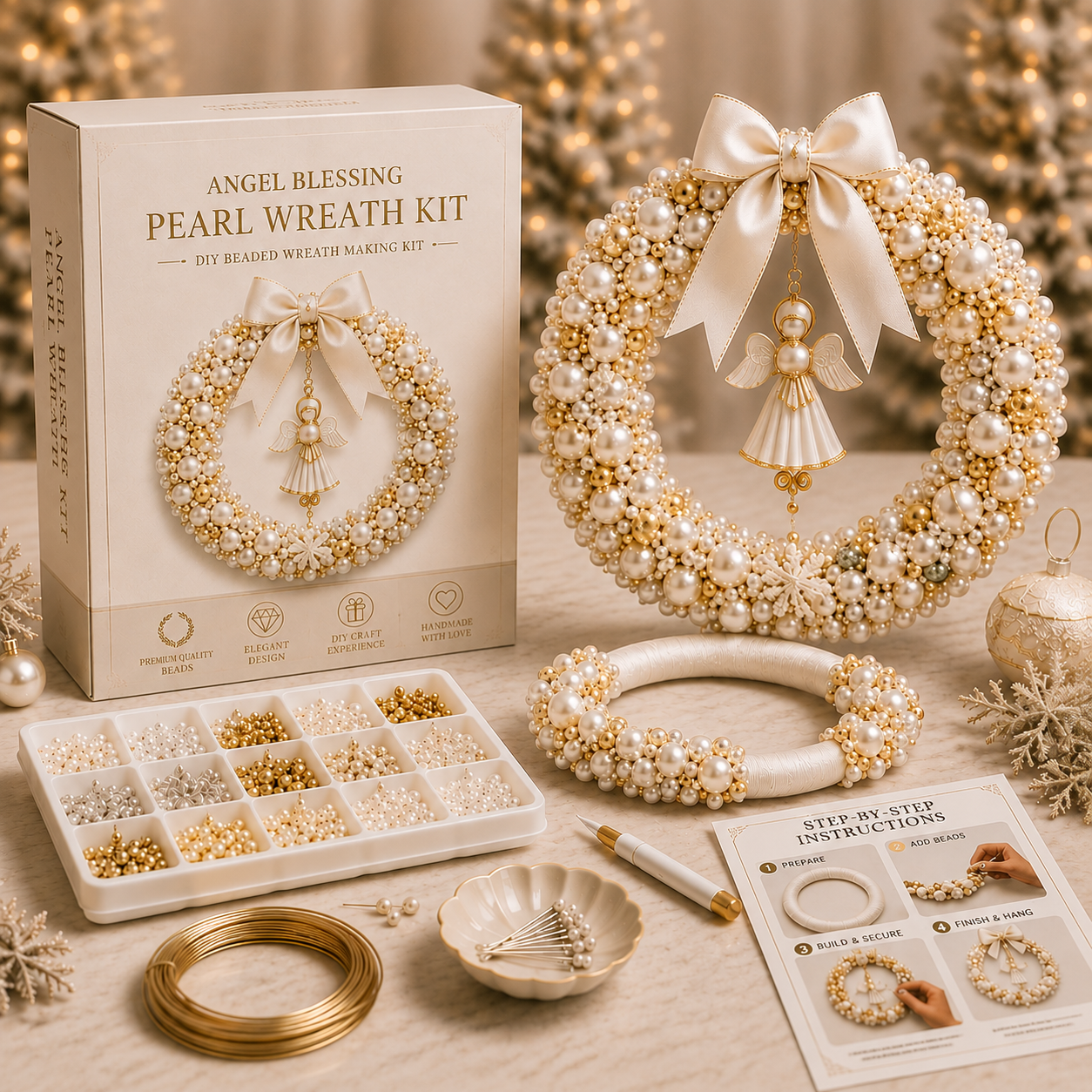 🔥⏰Limited Stock 50% OFF🎄 Plymagic DIY Pearl Art - Christmas Wreath 🎄