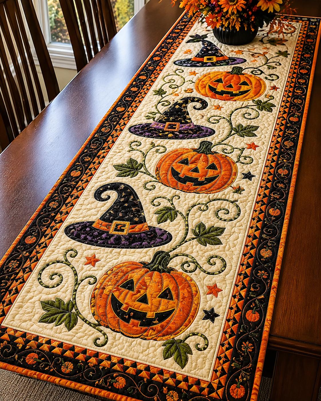 🔥LAST DAY 52% OFF🎃Halloween Quilted Table Runner–Cozy Fall Decor in Seconds