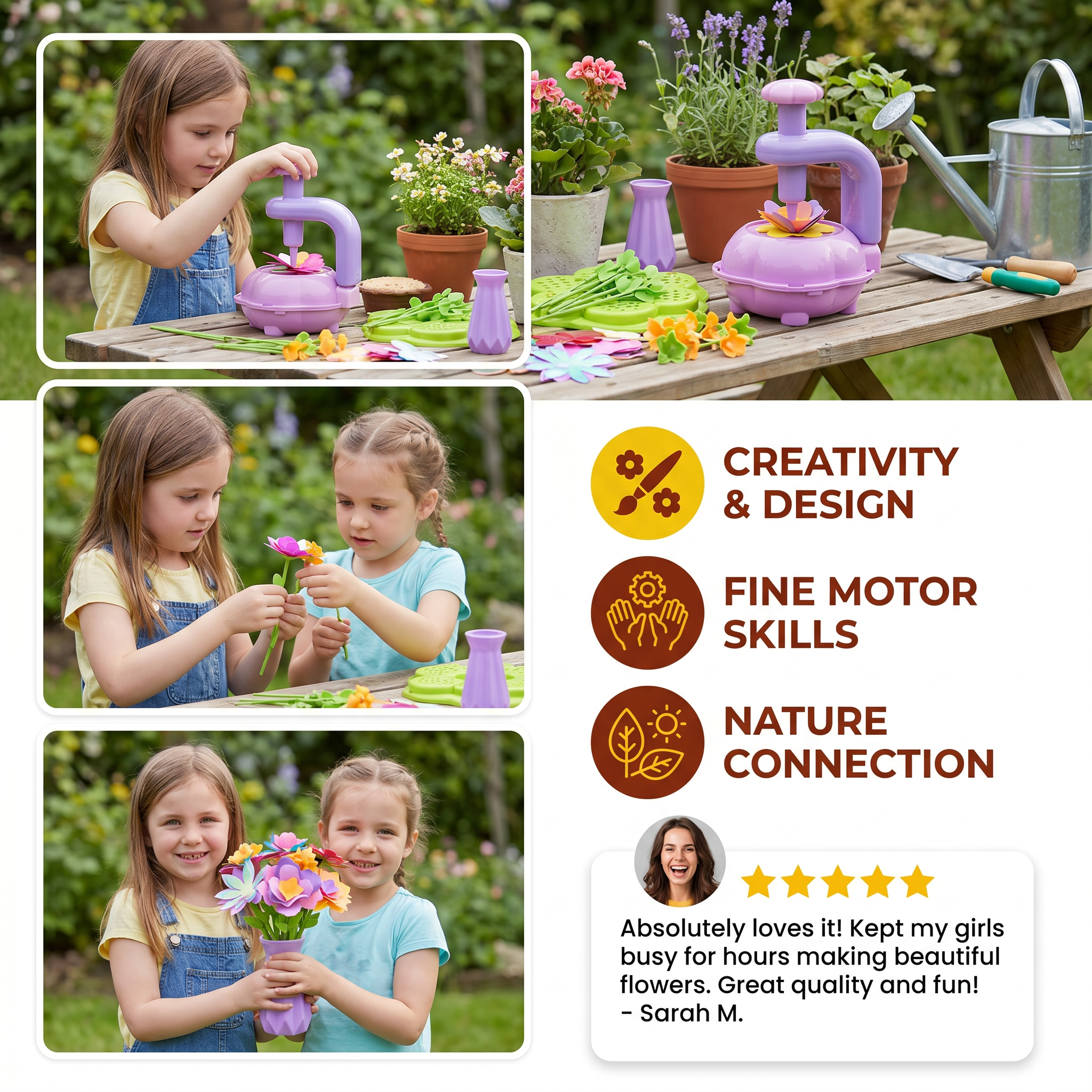Kids Flower Bouquet Making Kit with Press Machine – DIY Craft Set for Girls