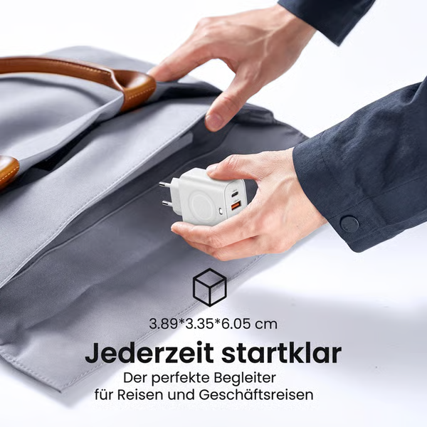 Magnetisches 3-in-1-Wandladegerät (kabellos, PD, USB-C) – 20 W Schnellladung, kompatibel mit iWatch Ultra/9/8/7/6, iPhone 17/17 Pro/16/16 Pro/15-Serie, Smartphones und Apple Watch-Modellen