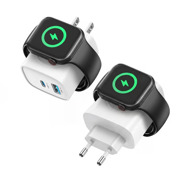 Magnetisches 3-in-1-Wandladegerät (kabellos, PD, USB-C) – 20 W Schnellladung, kompatibel mit iWatch Ultra/9/8/7/6, iPhone 17/17 Pro/16/16 Pro/15-Serie, Smartphones und Apple Watch-Modellen