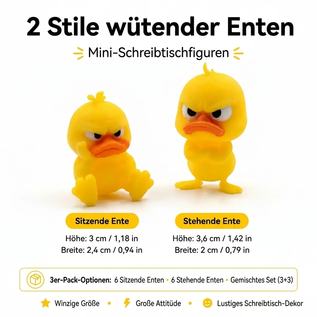 😠 Wütende Enten-Schreibtischfigur – Verleihe deinem Arbeitsplatz eine freche Note! 🐥