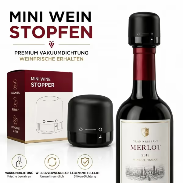 🍷 Premium-Vakuum-Weinverschluss – Hält Wein länger frisch dank luftdichtem Verschluss