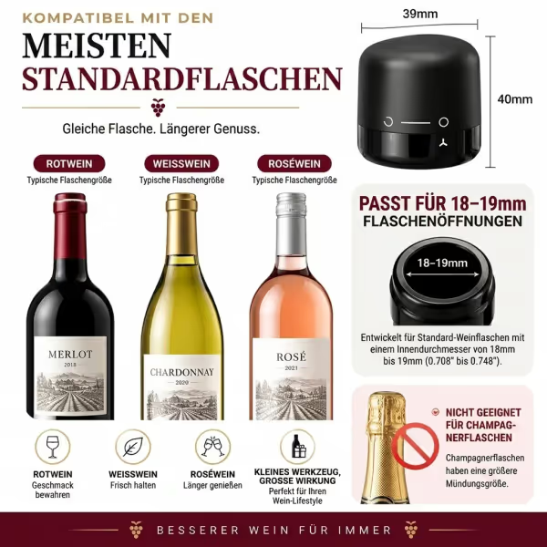 🍷 Premium-Vakuum-Weinverschluss – Hält Wein länger frisch dank luftdichtem Verschluss