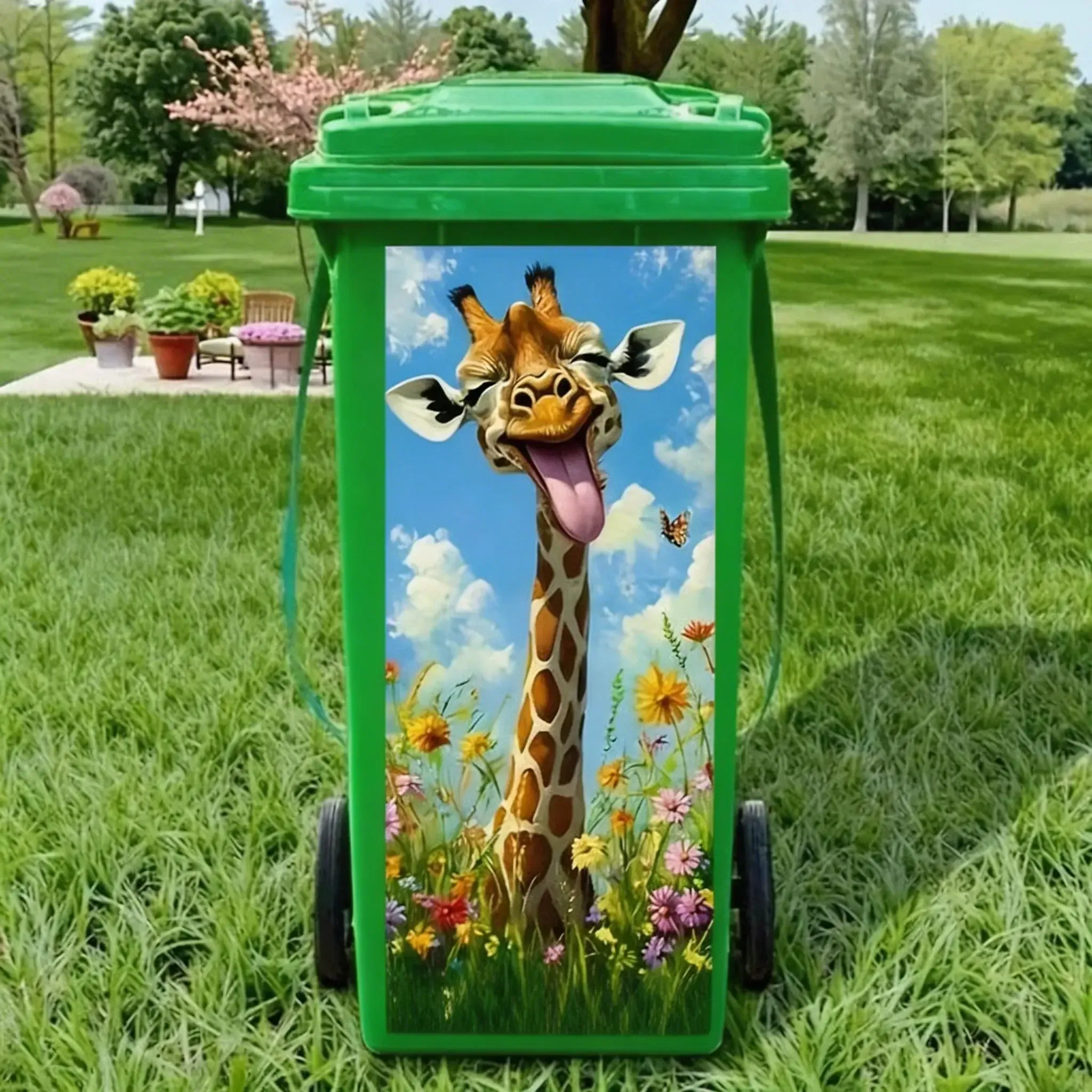 Kreativer Mülleimer-Aufkleber mit buntem Cartoon-Motiv ✨