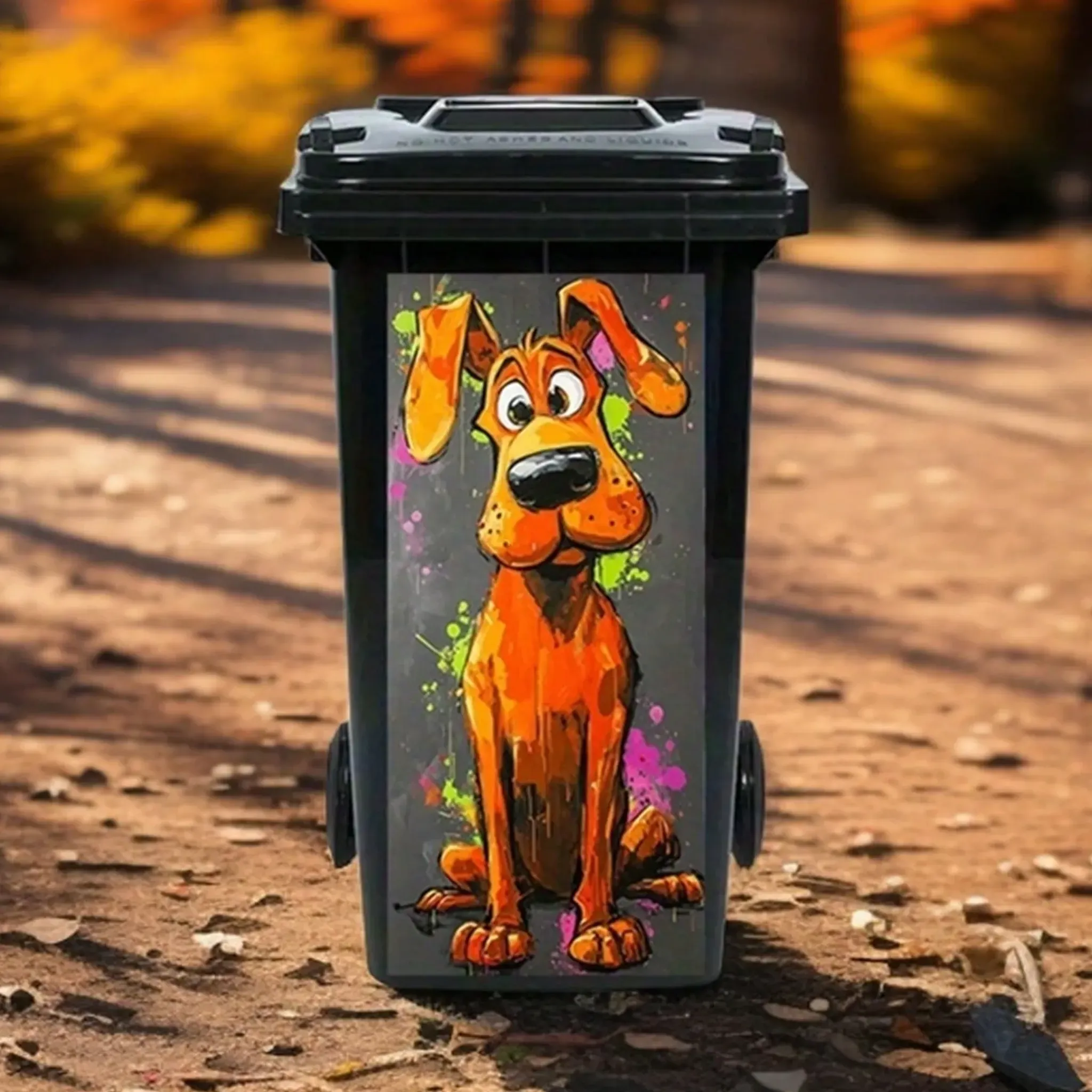 Kreativer Mülleimer-Aufkleber mit buntem Cartoon-Motiv ✨
