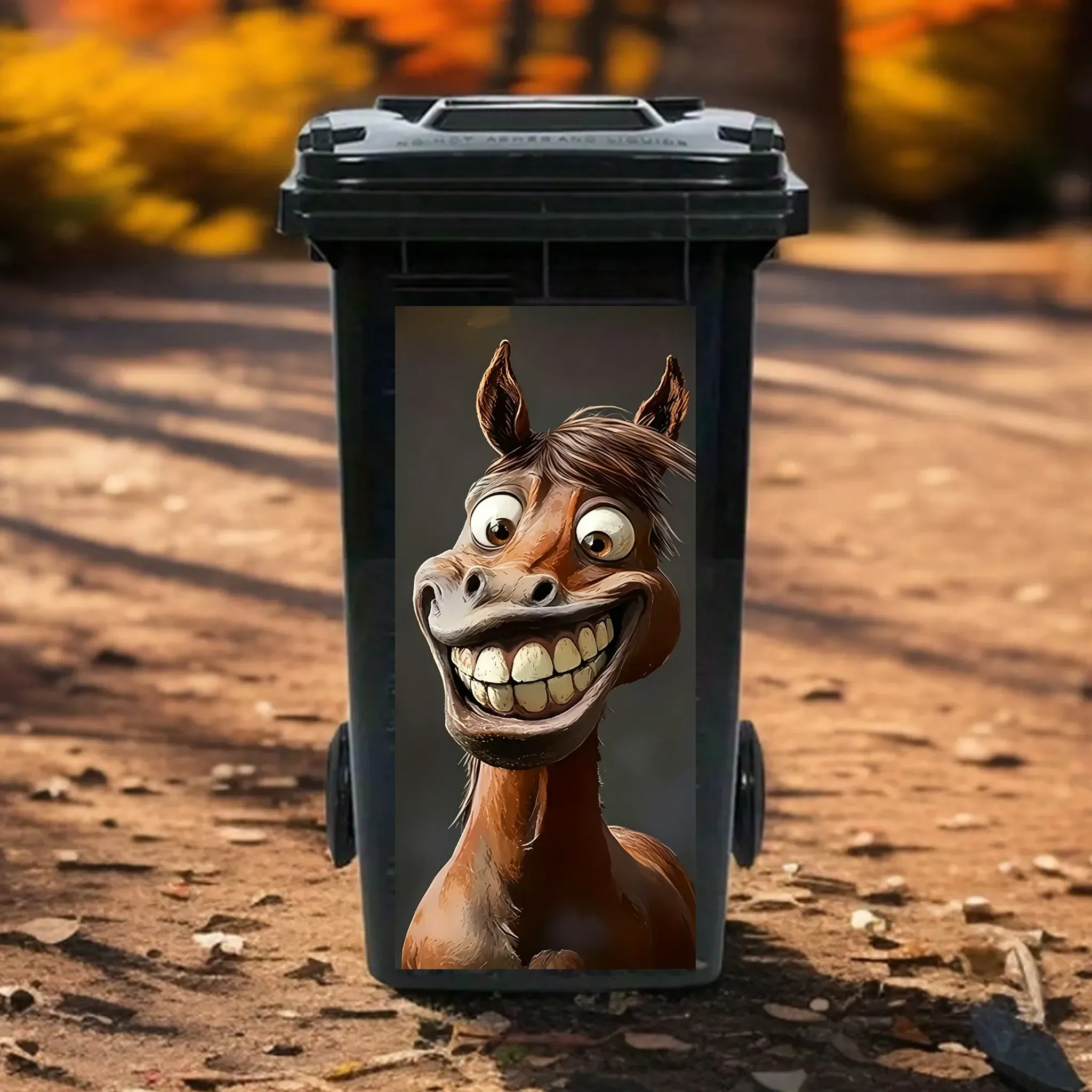 Kreativer Mülleimer-Aufkleber mit buntem Cartoon-Motiv ✨