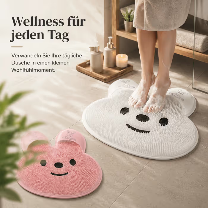 Fußmassage- & Reinigungsmatte mit Saugnäpfen – weiche Duschmatte zur Fußreinigung