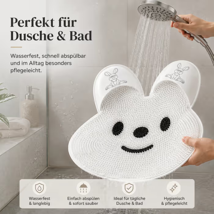 Fußmassage- & Reinigungsmatte mit Saugnäpfen – weiche Duschmatte zur Fußreinigung