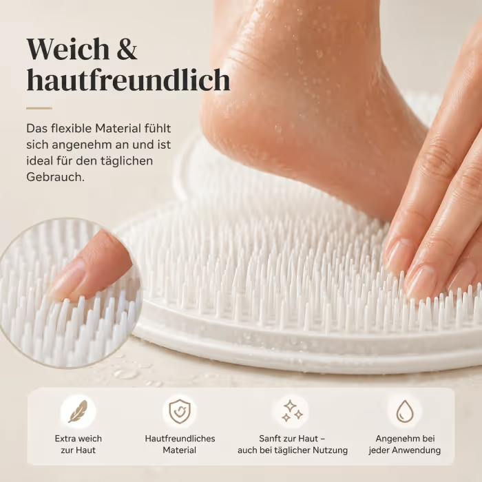 Fußmassage- & Reinigungsmatte mit Saugnäpfen – weiche Duschmatte zur Fußreinigung