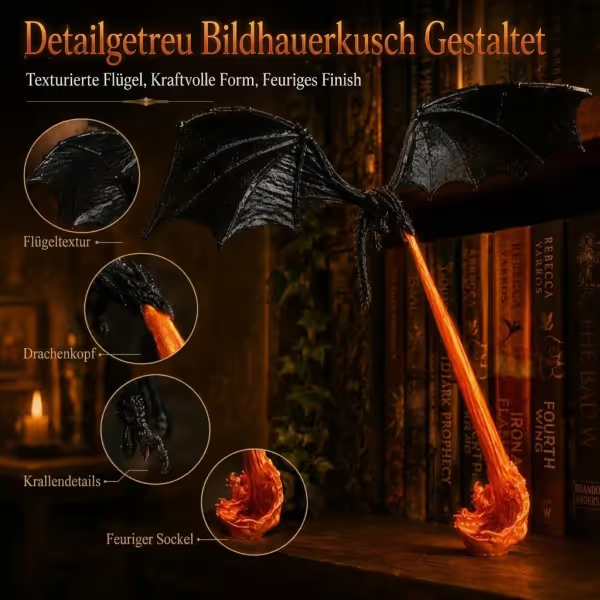 Leuchtende Bücherregal-Lampe „Drachenfeuer“