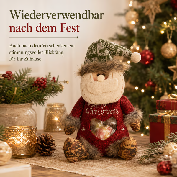 🎄 Plüsch-Geschenkbeutel zu Weihnachten – Weihnachtsmann, Rentier & Schneemann