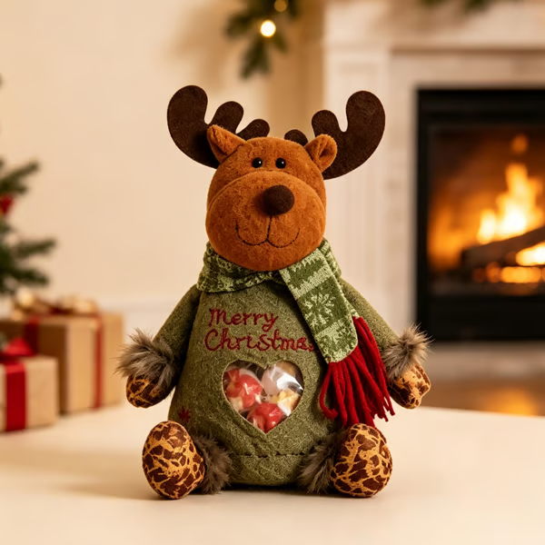 🎄 Plüsch-Geschenkbeutel zu Weihnachten – Weihnachtsmann, Rentier & Schneemann