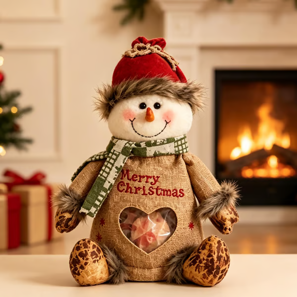 🎄 Plüsch-Geschenkbeutel zu Weihnachten – Weihnachtsmann, Rentier & Schneemann