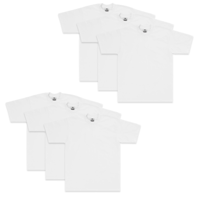 Heavyweight Cotton Short Sleeve Crew Neck T-Shirt 6-Pack