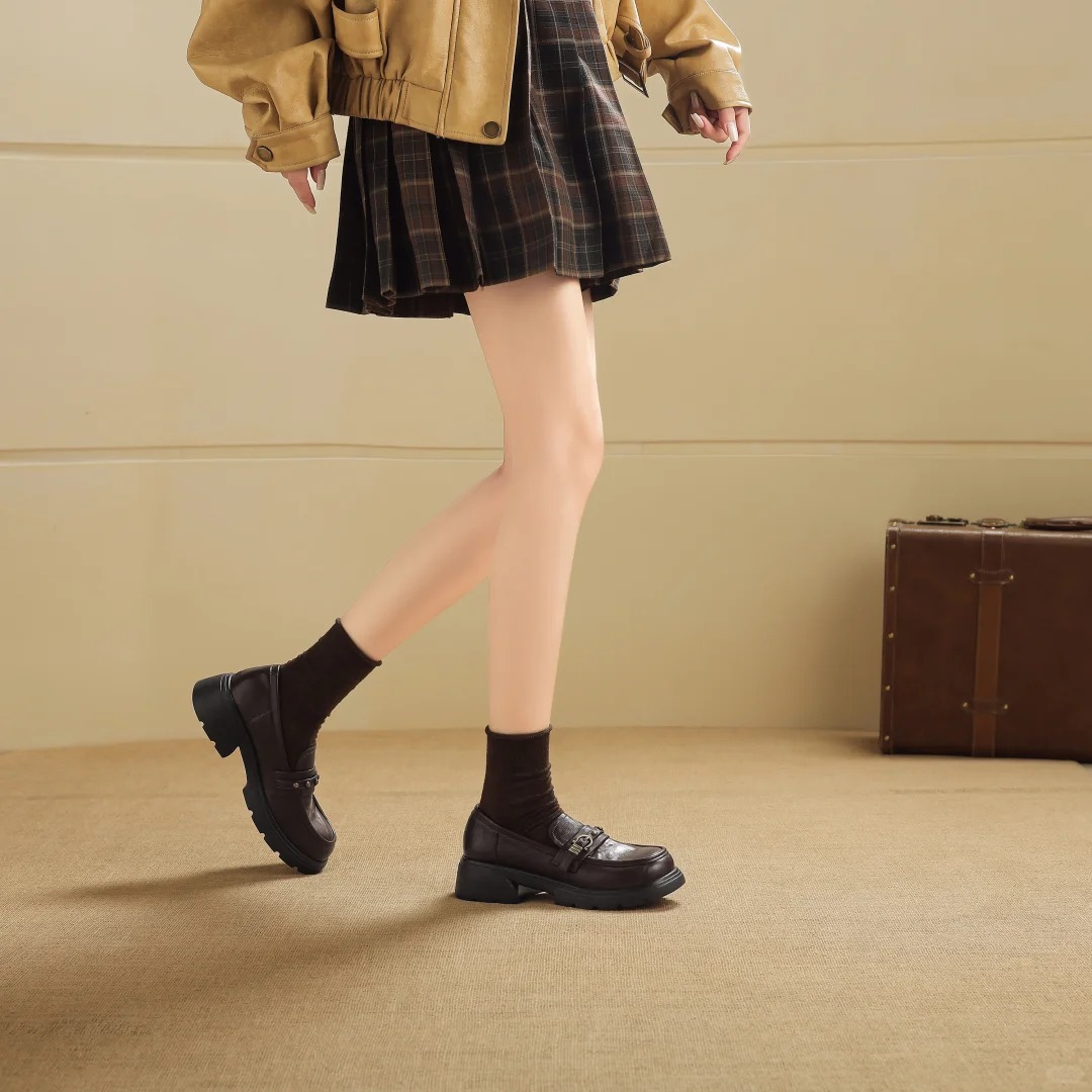 Black suede platform loafers