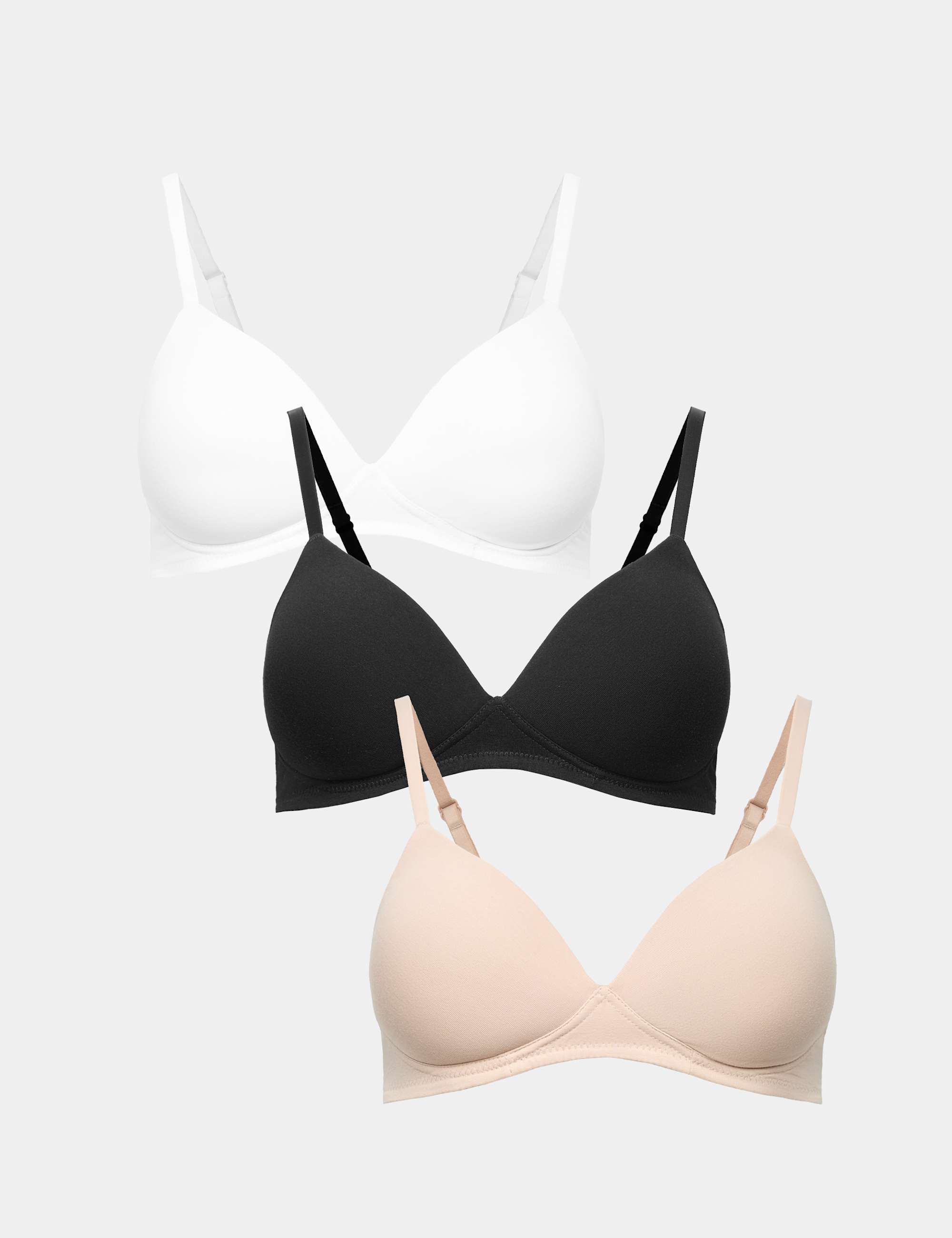 3pk Non Wired T-Shirt Bras A-E