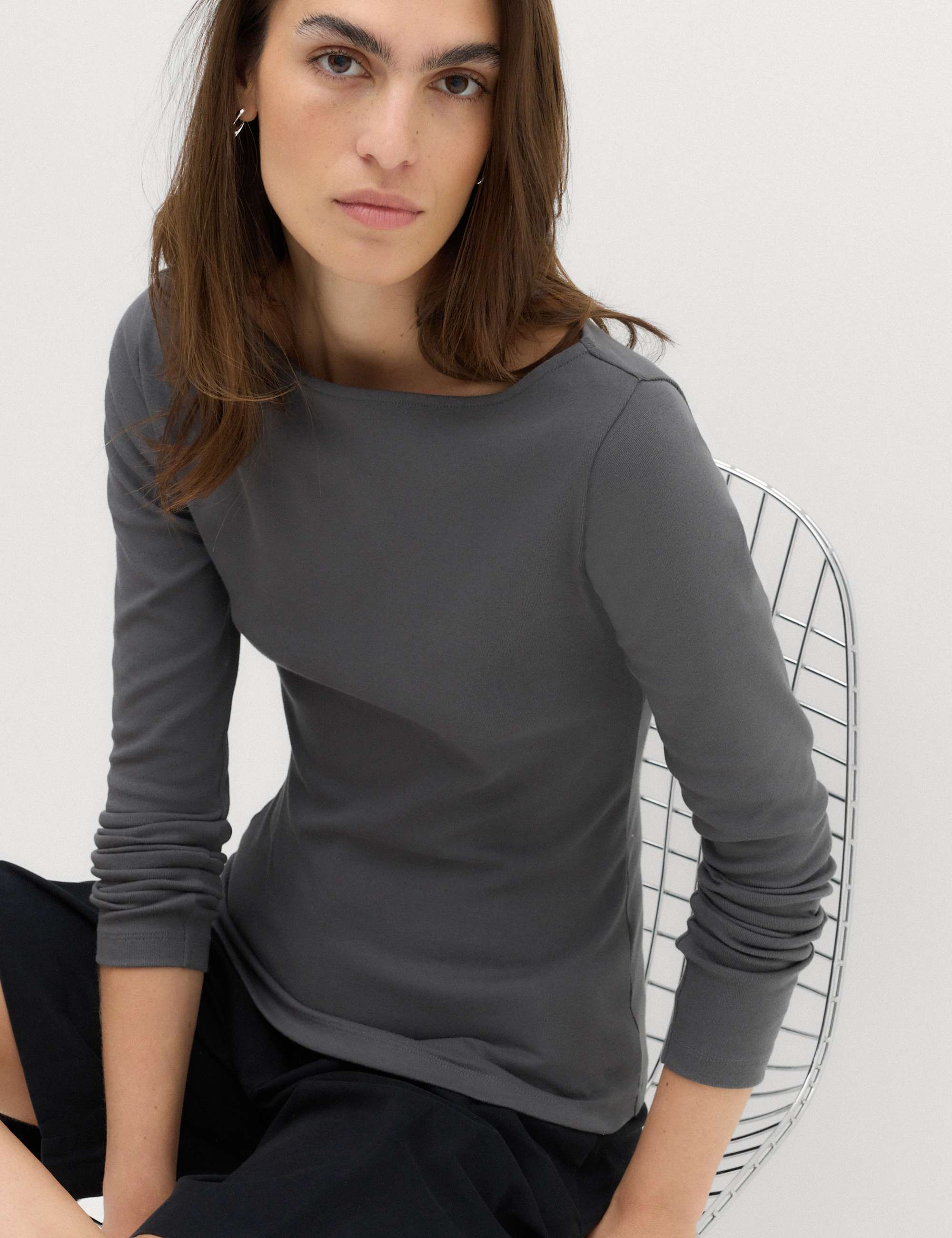 Cotton Rich Premium Slash Neck Top