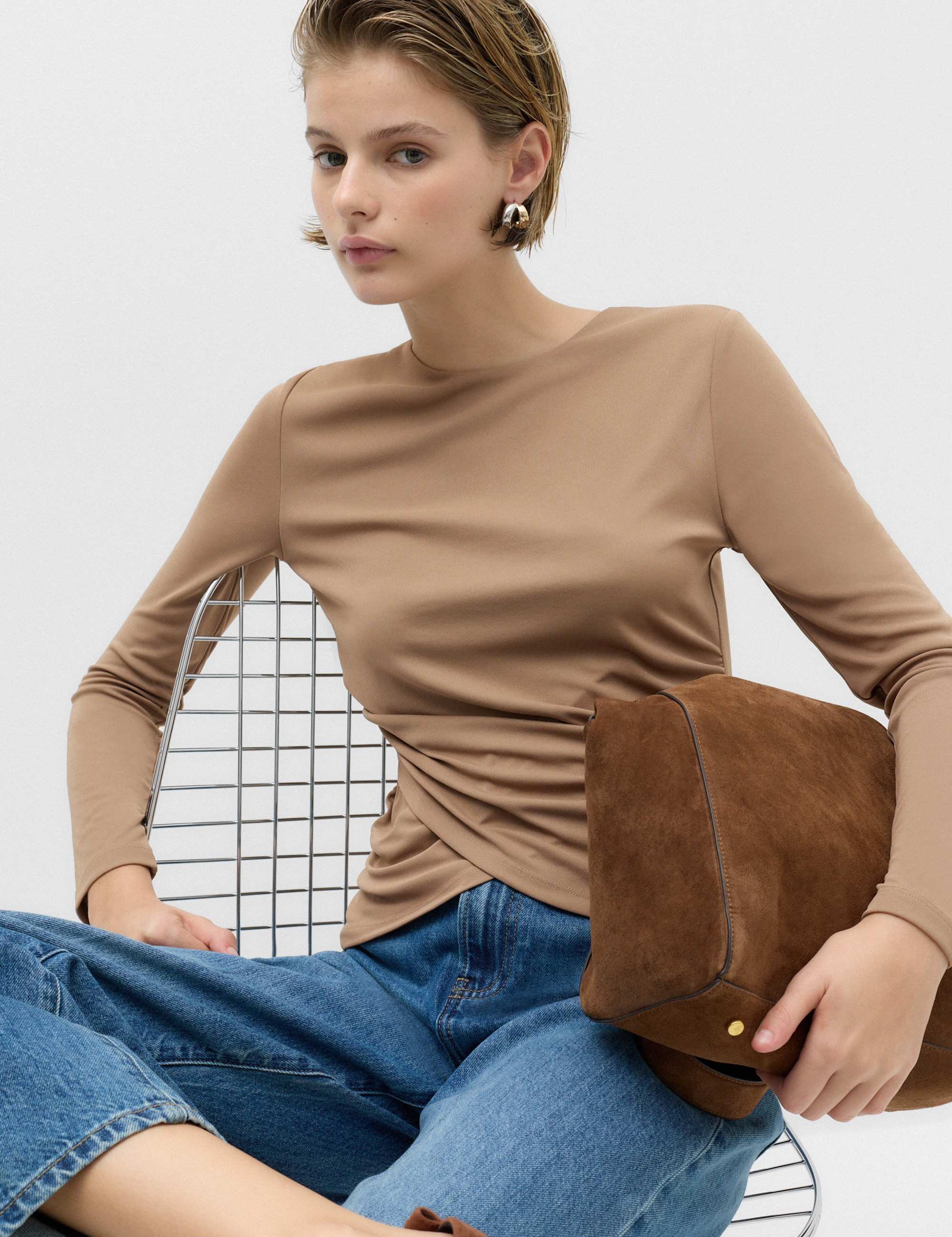 Long Sleeve Wrap Hem Top