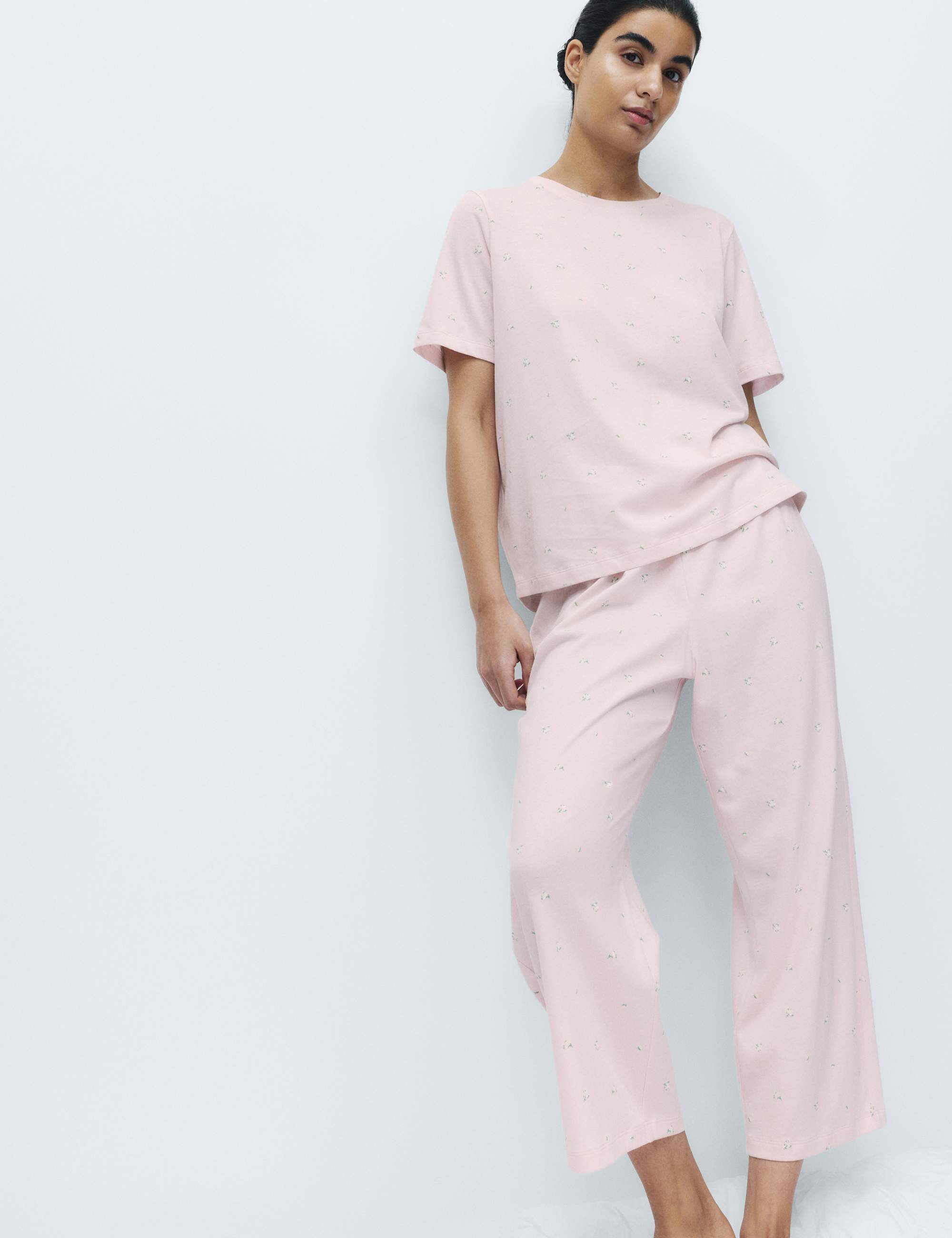 Cotton Rich Printed Cropped Pyjama Set