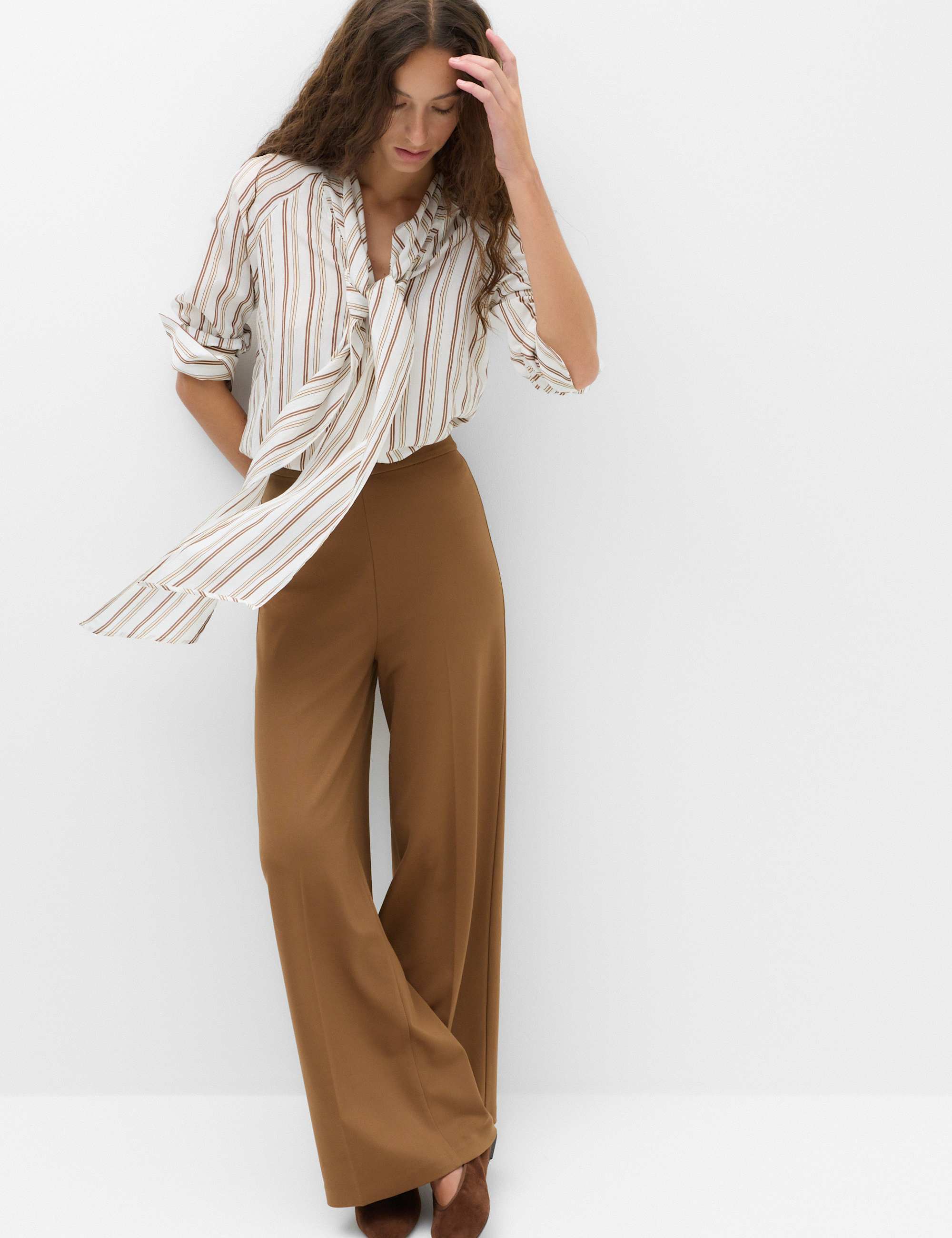 Jersey Wide Leg Trousers with Stretch