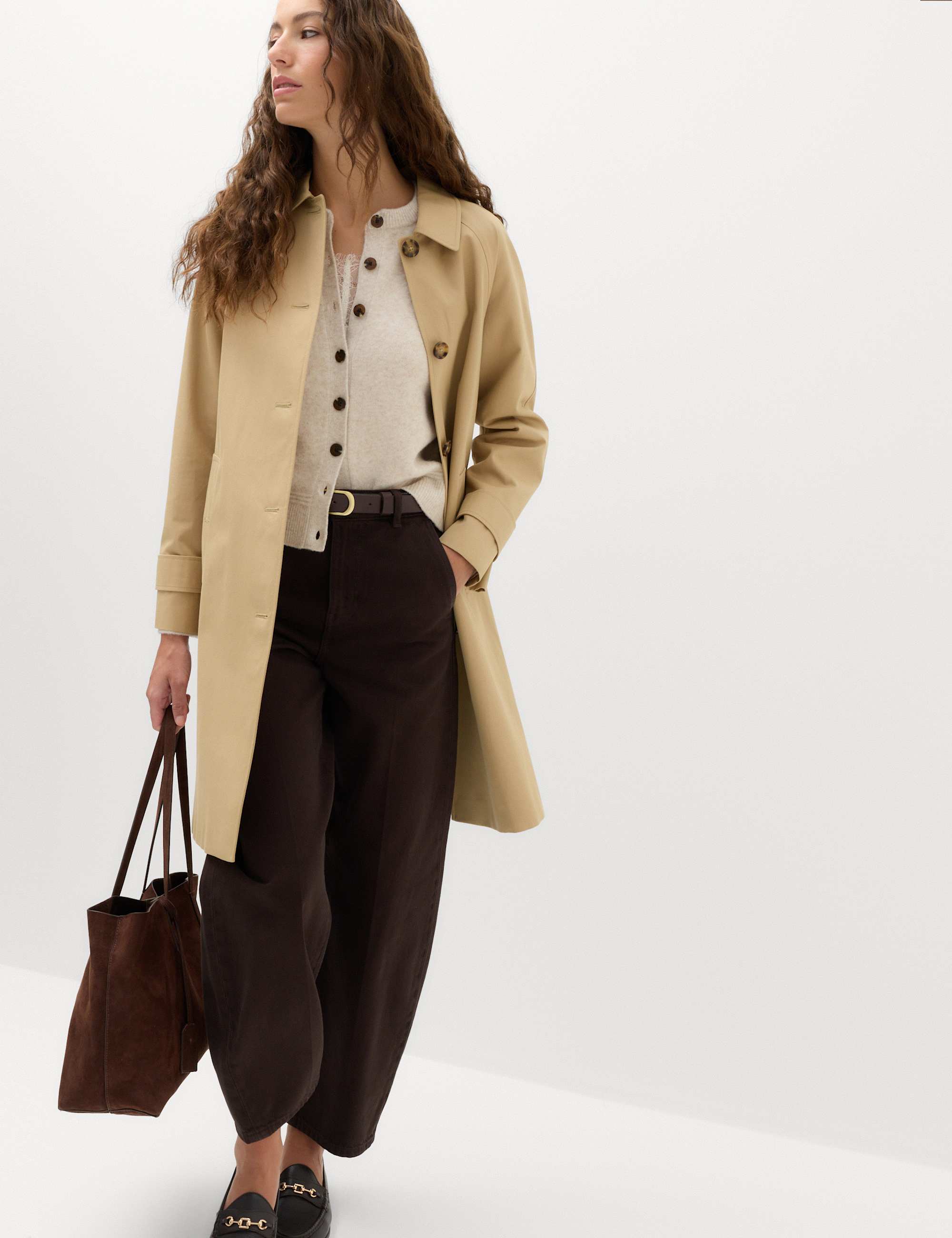 Crew Neck Cardigan With Wool