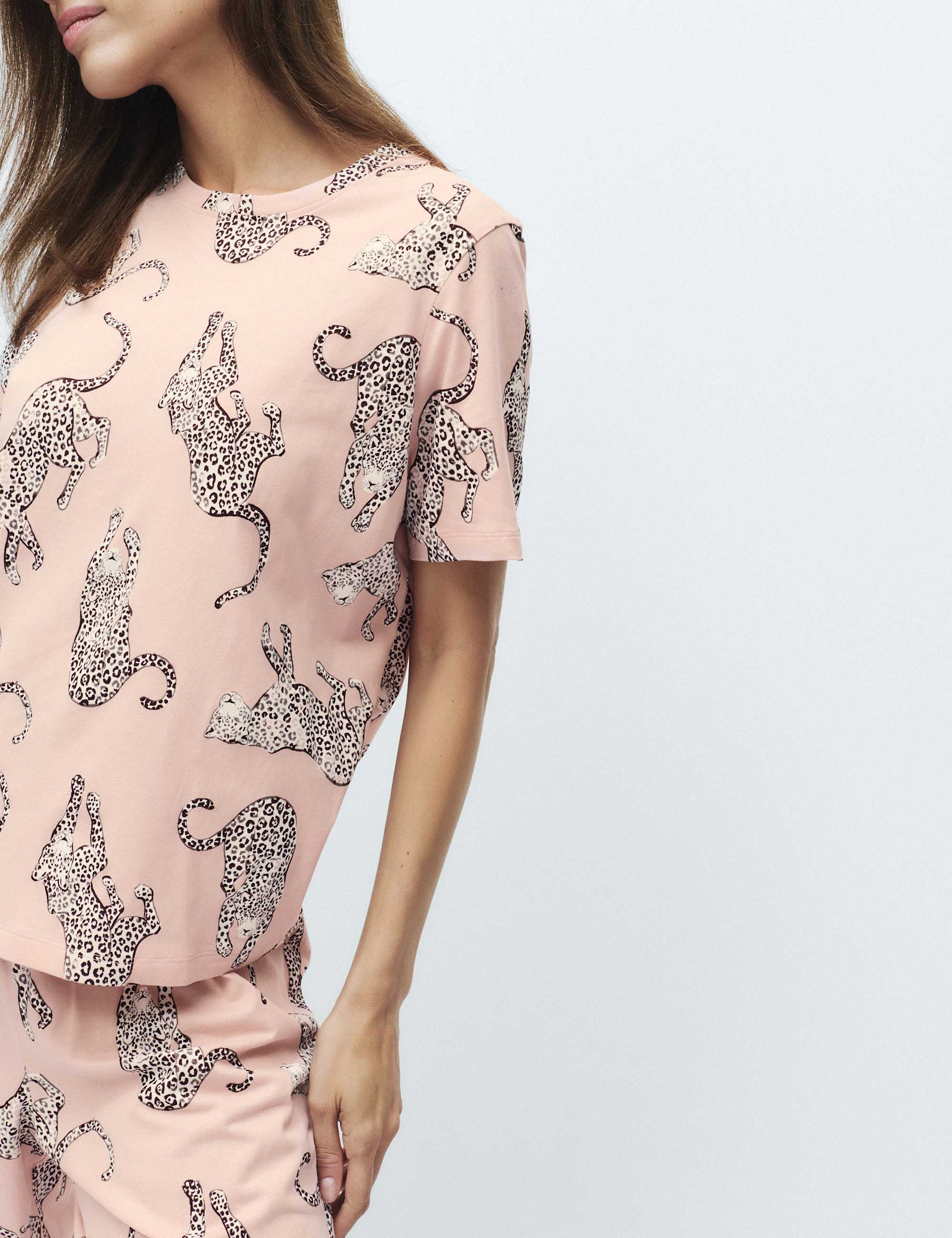 Pure Cotton Printed Cropped Pyjama Set