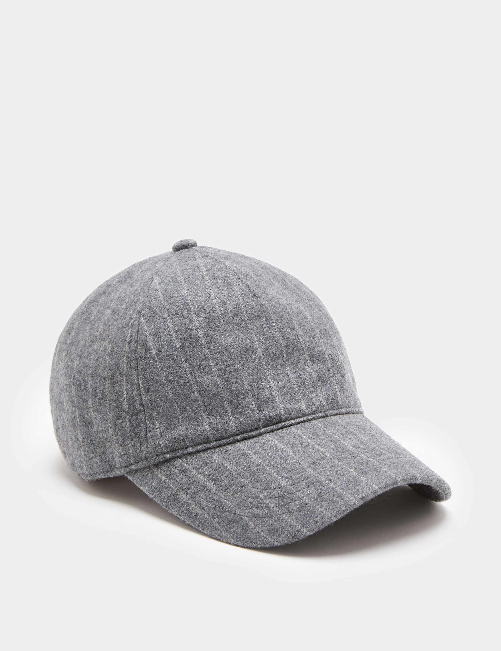 Wool Blend Pinstripe Baseball Cap