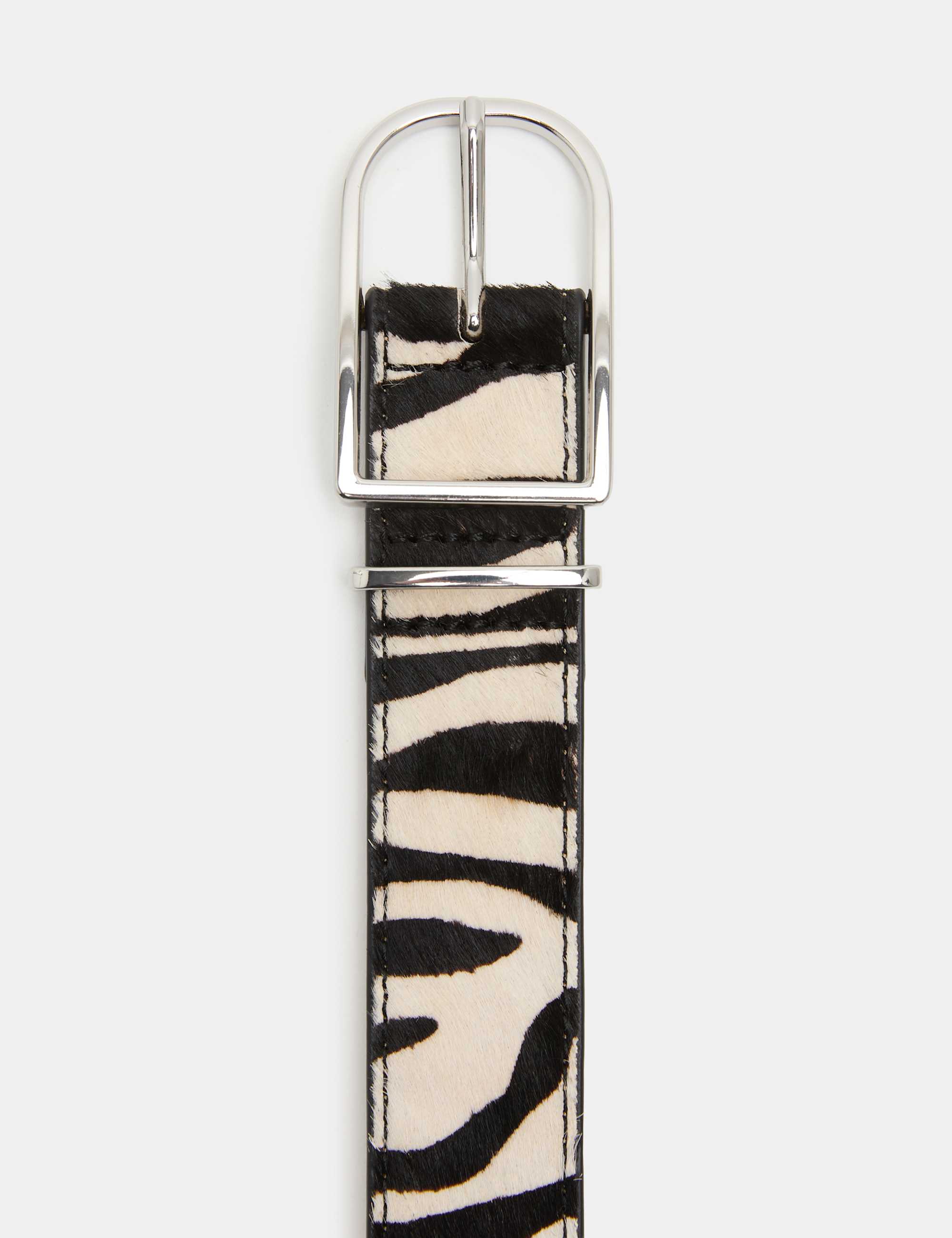 Hair On Leather Blend Animal Print Jeans Belt