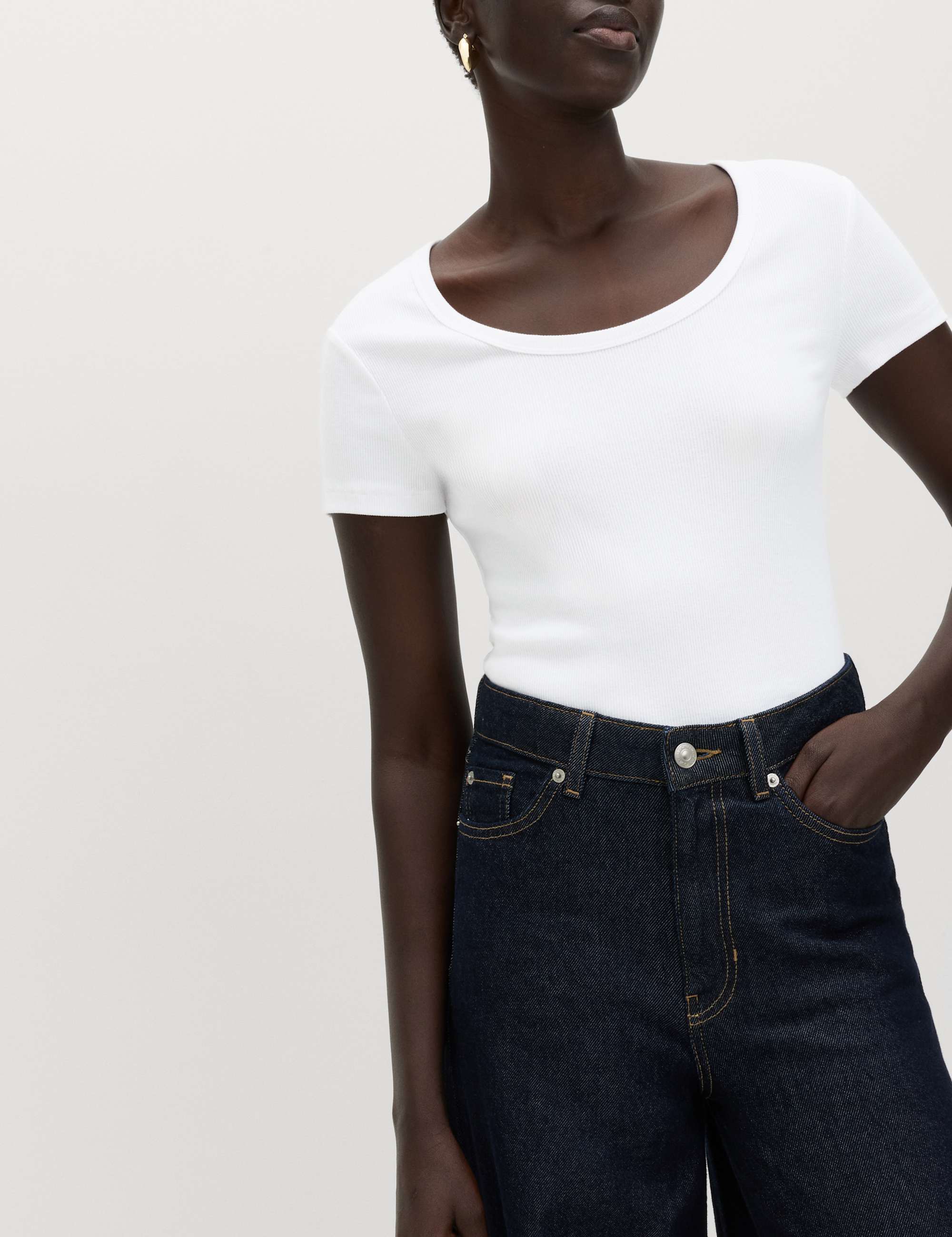 Cotton Rich Scoop Neck Slim Fit T-Shirt