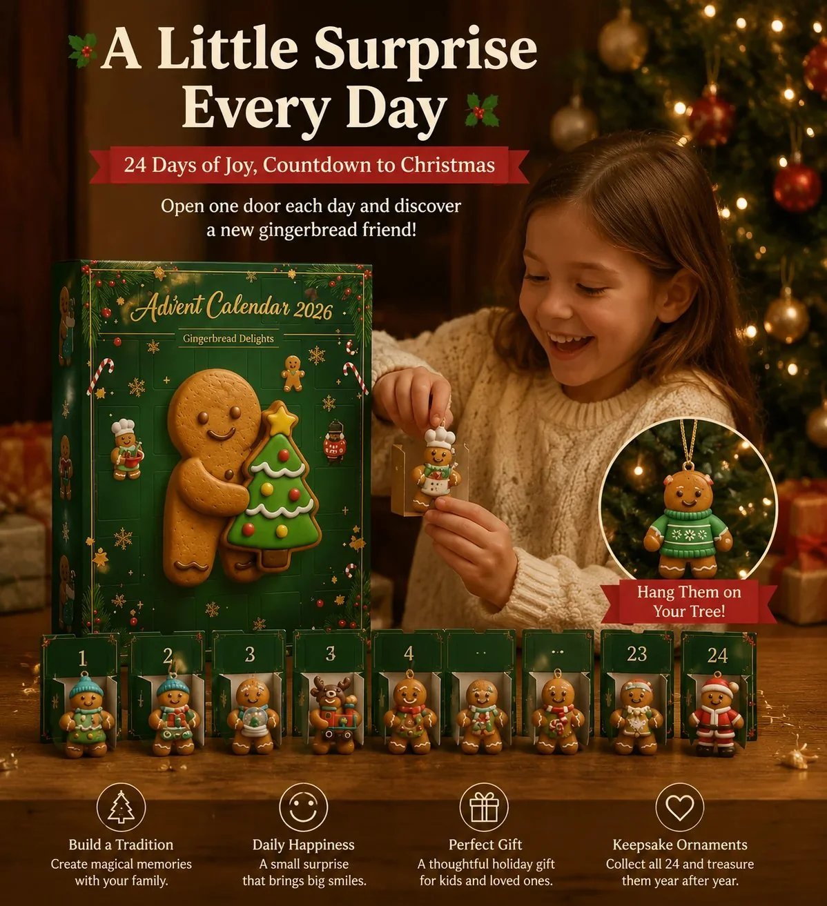 🔥LAST DAY 70% OFF - 🎄 2026 Gingerbread Advent Calendar