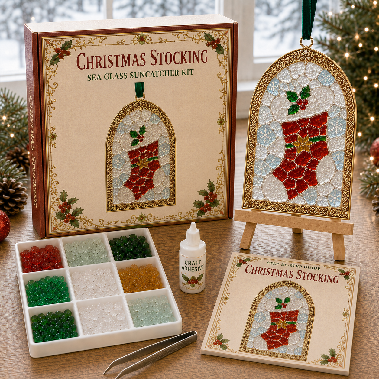 🎄Christmas Sea Glass Suncatcher DIY Kit