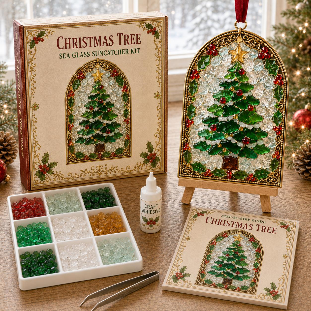 🎄Christmas Sea Glass Suncatcher DIY Kit