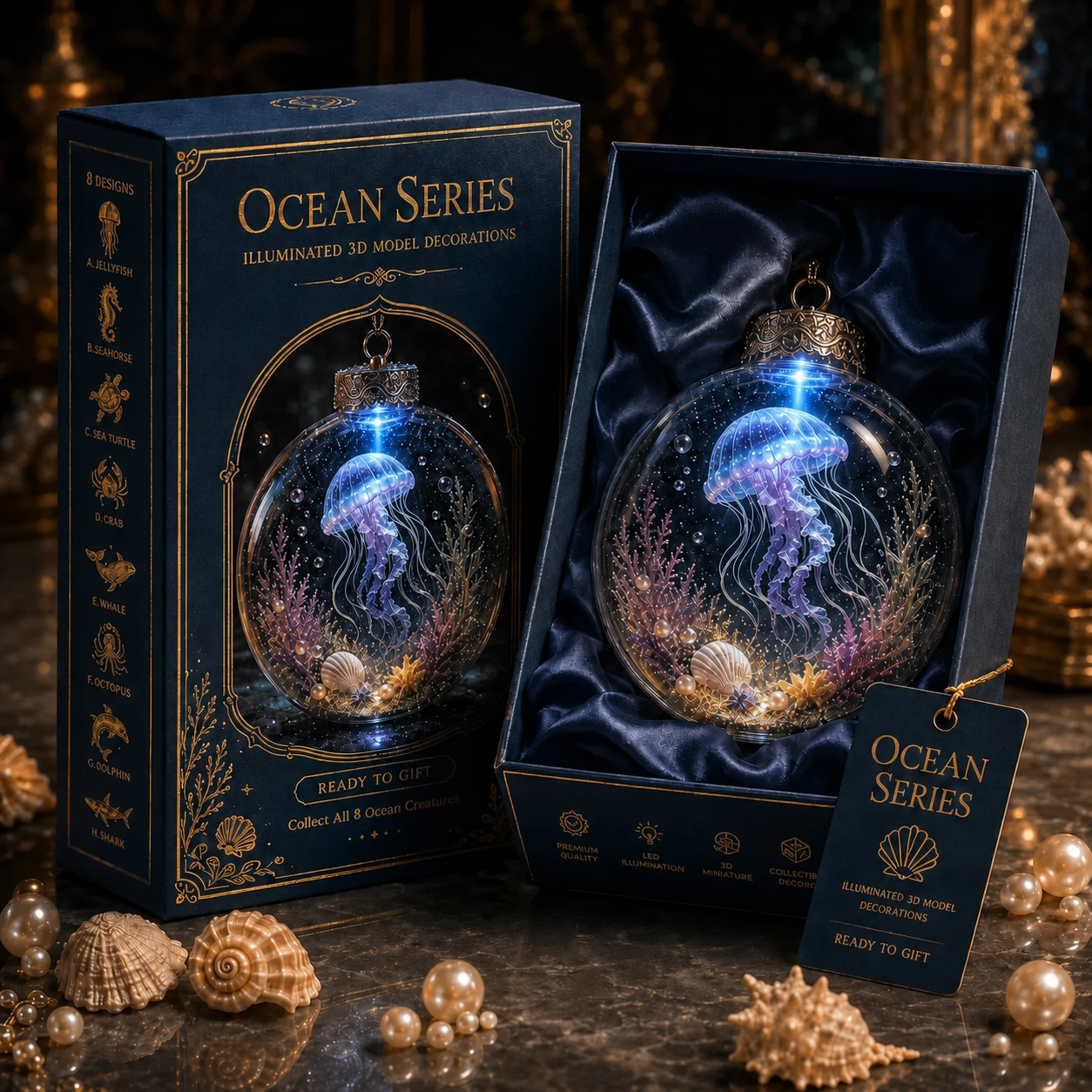 2026🌊 Glowing Ocean World 3D Diorama Christmas Ornament ✨