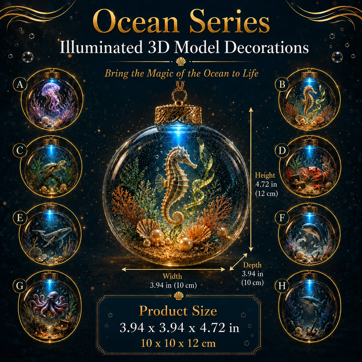 2026🌊 Glowing Ocean World 3D Diorama Christmas Ornament ✨
