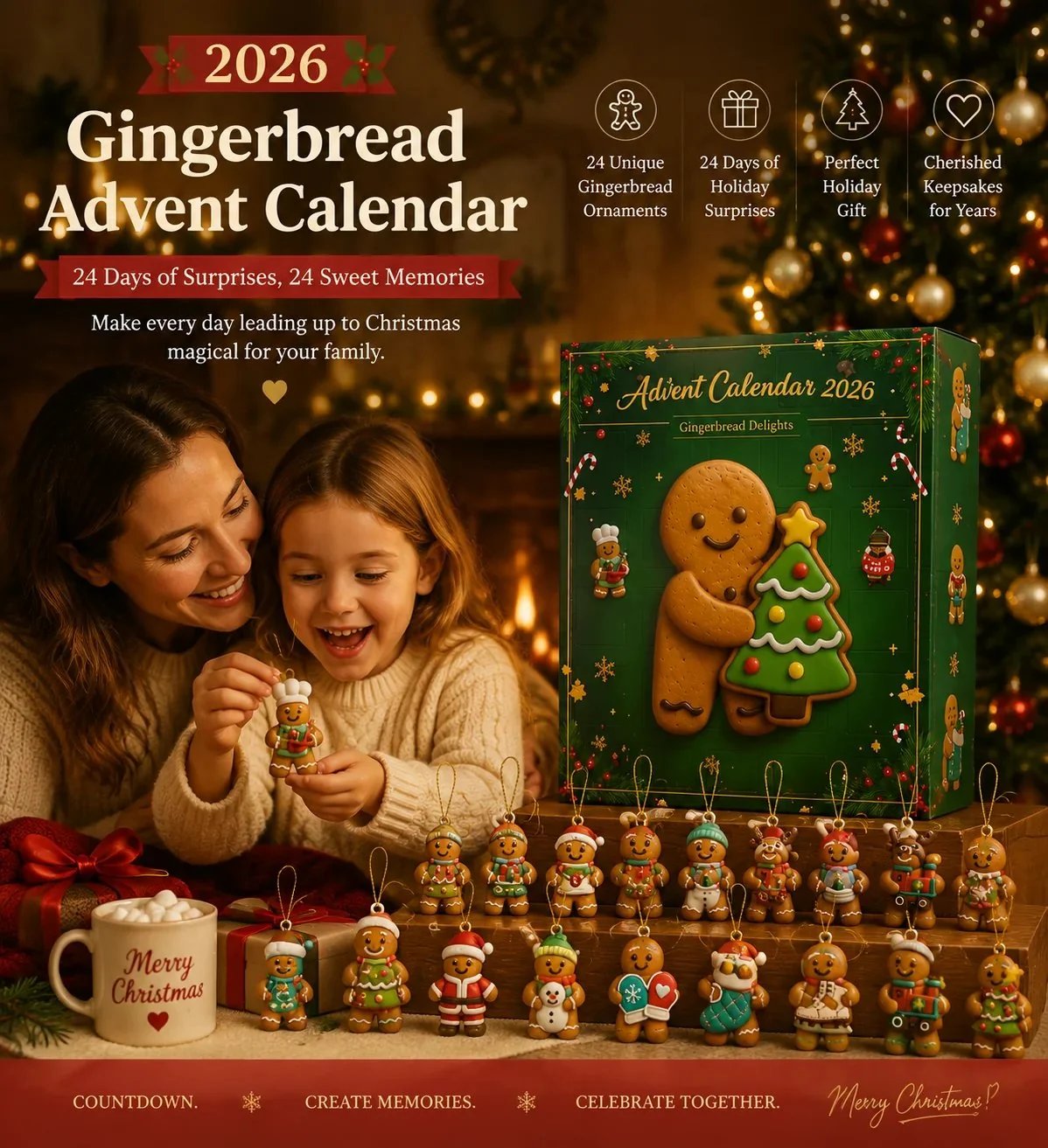 🔥LAST DAY 70% OFF - 🎄 2026 Gingerbread Advent Calendar