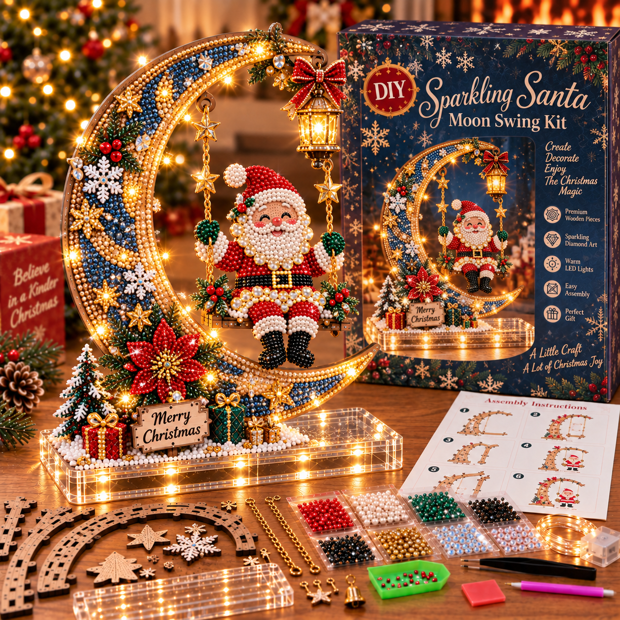 🎄 DIY Sparkling Santa Swing Christmas Light Kit ✨Create It. Light It. Make Christmas Magical.