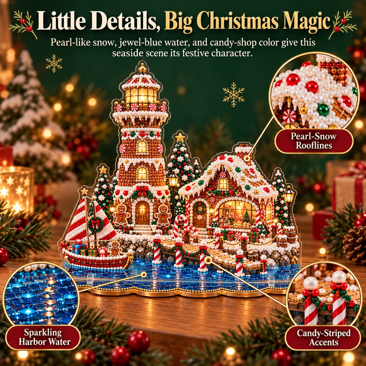 🎄 LAST DAY 70% OFF – Premium 2D Pearl Christmas Lighthouse Diamond Painting Art Kit | Luxury Flocked Canvas with Scratch-Resistant Non-Fading Pearl Beads DIY Holiday Decor 🎅⛄️❄️