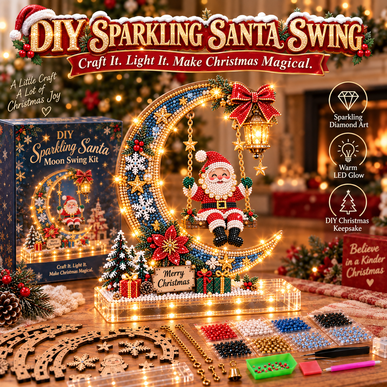 🎄 DIY Sparkling Santa Swing Christmas Light Kit ✨Create It. Light It. Make Christmas Magical.