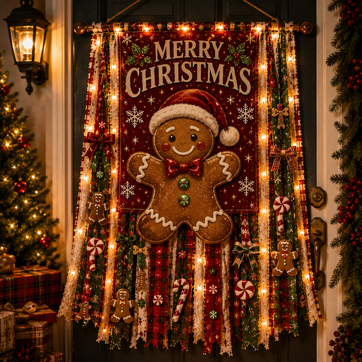 ⏳ Last Day 49% OFF -Lighted Christmas Door Hanging Decor