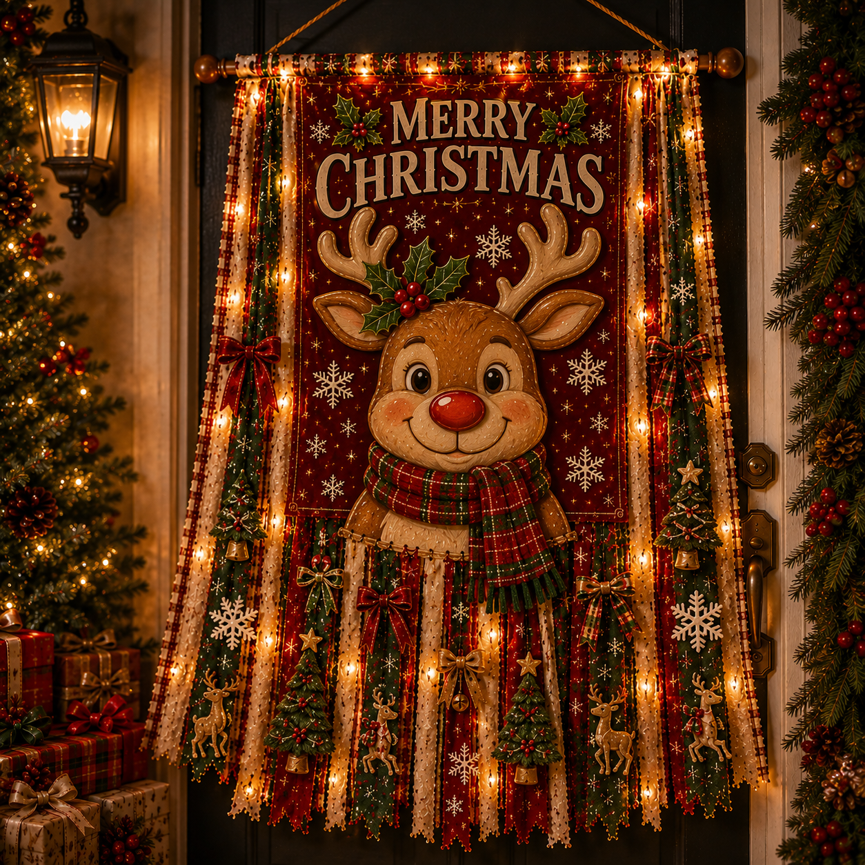 ⏳ Last Day 49% OFF -Lighted Christmas Door Hanging Decor