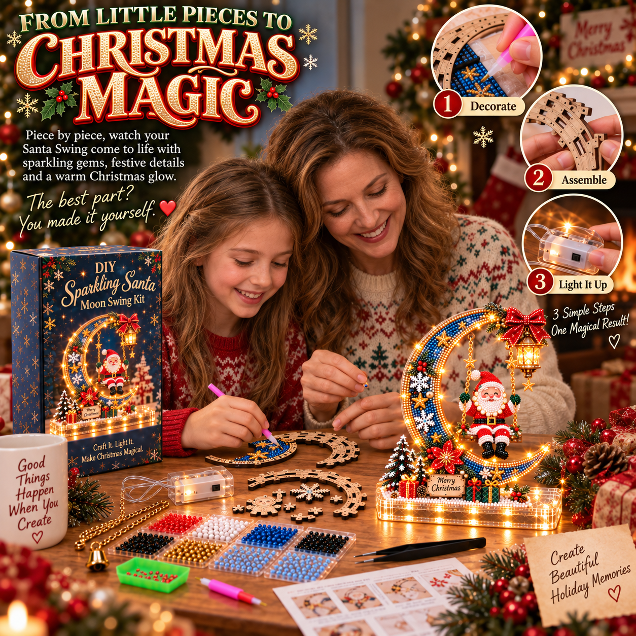 🎄 DIY Sparkling Santa Swing Christmas Light Kit ✨Create It. Light It. Make Christmas Magical.
