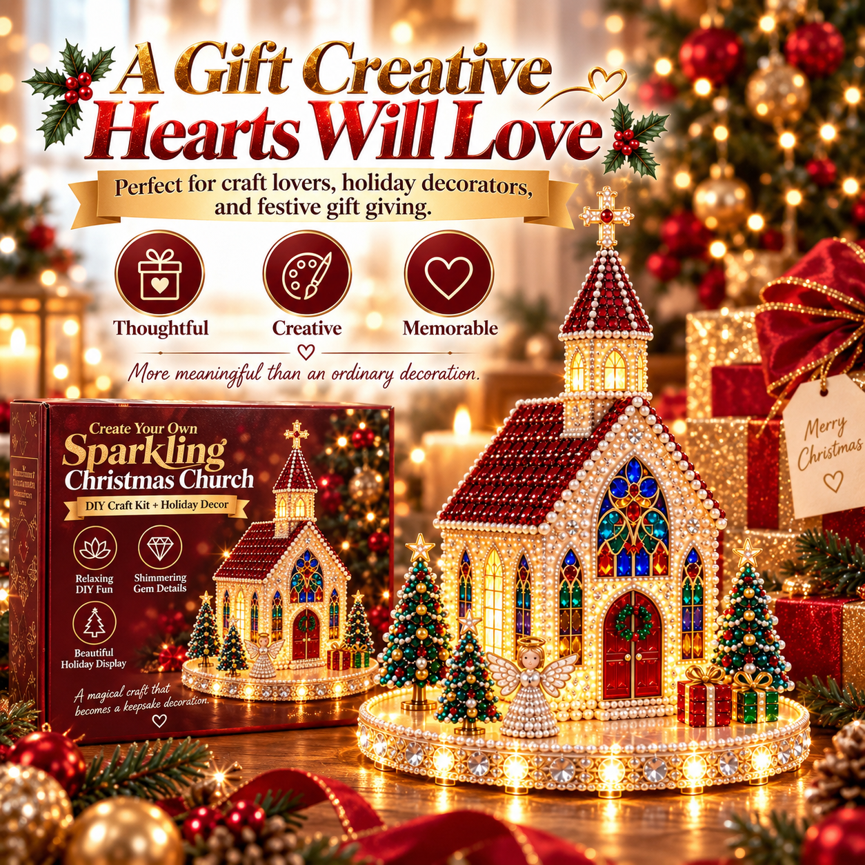 🎁 Last Day 49% OFF –Magical Christmas Village – DIY Rhinestone Set for Festive Table Decor