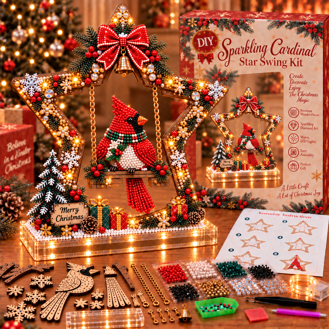 🎄 LAST DAY 49% OFF-DIY Sparkling Santa Swing Christmas Light Kit ✨Create It. Light It. Make Christmas Magical.