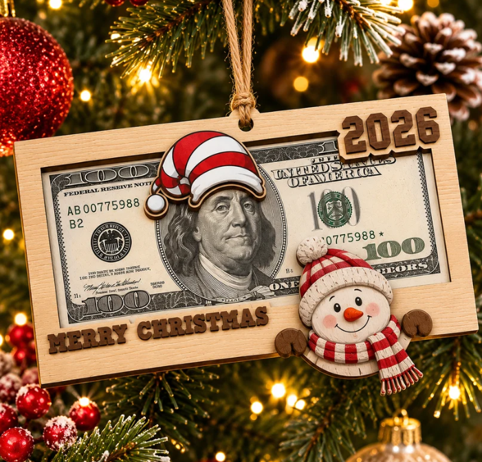 🔥Last Day 49% OFF- Wooden Christmas Money Holder Ornament – 2026 Cash Gift Frame with Festive Characters
