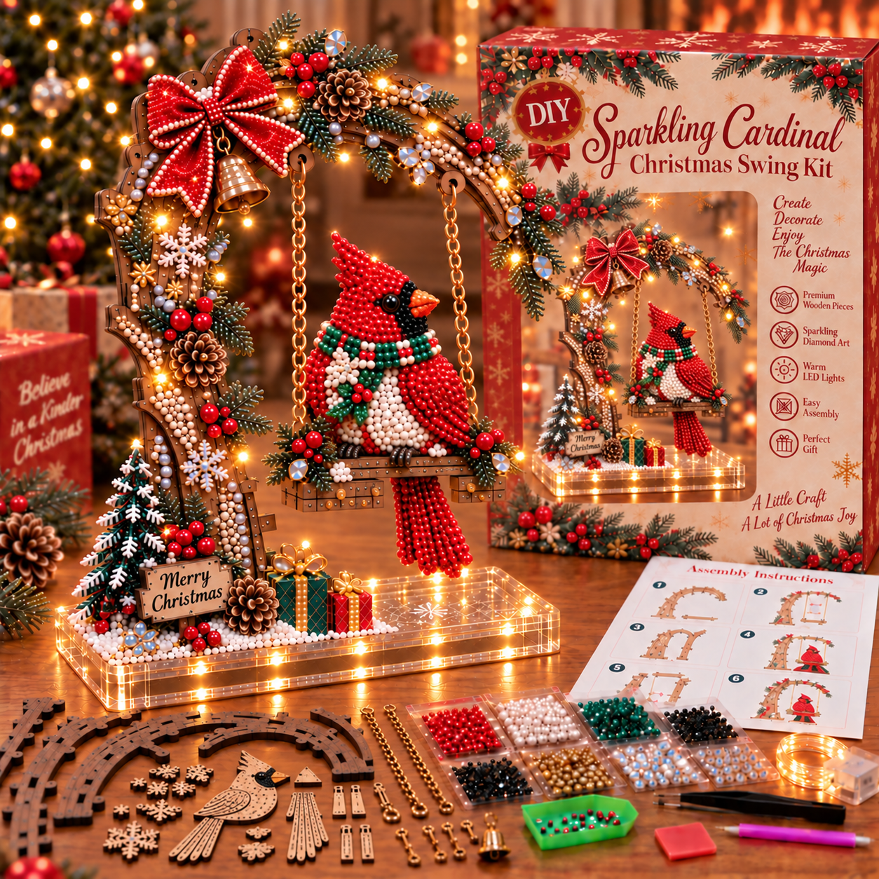 🎄 LAST DAY 49% OFF-DIY Sparkling Santa Swing Christmas Light Kit ✨Create It. Light It. Make Christmas Magical.
