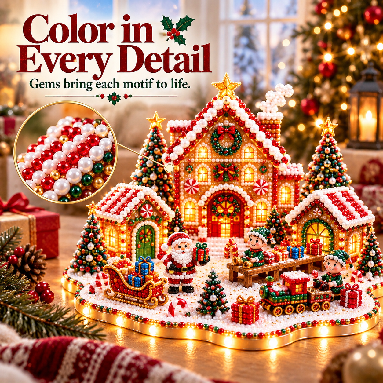 🔥 Last Day 49% OFF –✨Magical Christmas Village – DIY Rhinestone Set for Festive Table Decor-🚨Almost sold out – final 50 sets!